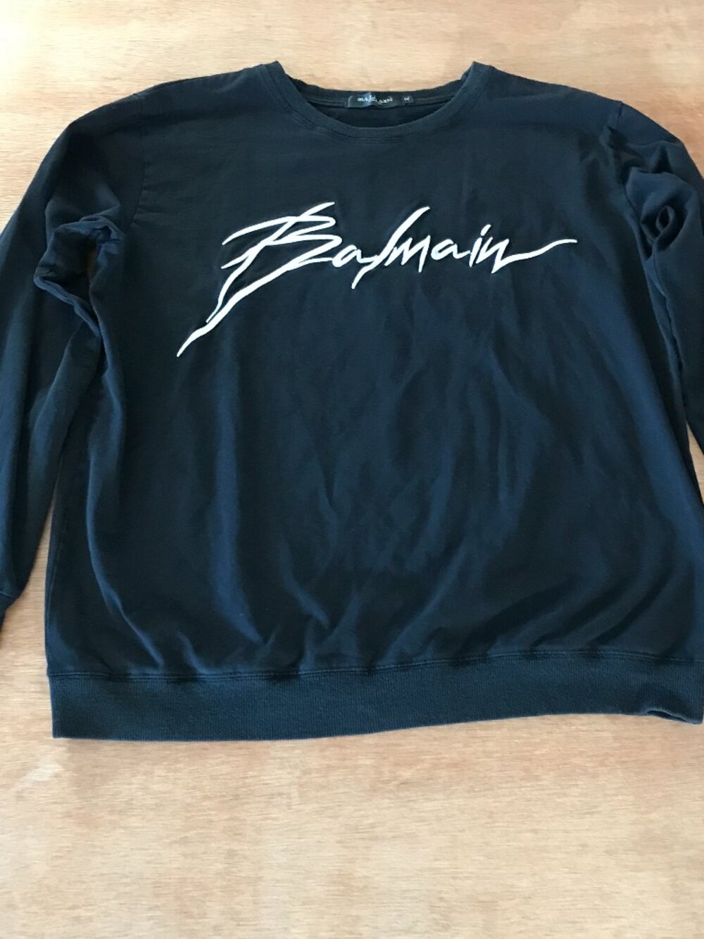 Balmain Sweatshirt Men XL Black Signature Logo Crew Neck Long Sleeve Athleisure